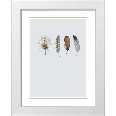 Feather 12 White Modern Wood Framed Art Print with Double Matting by Incado