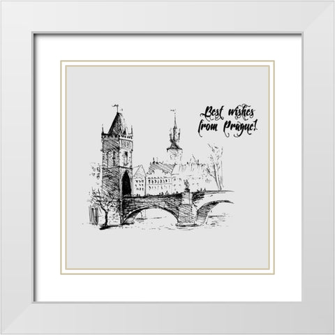 Prague White Modern Wood Framed Art Print with Double Matting by TypeLike