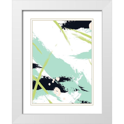 Turquoise White Modern Wood Framed Art Print with Double Matting by Incado
