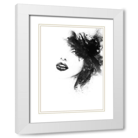 Shadow Girl White Modern Wood Framed Art Print with Double Matting by Incado