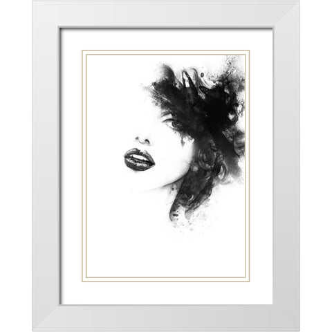 Shadow Girl White Modern Wood Framed Art Print with Double Matting by Incado