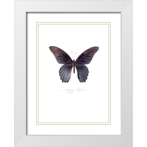 Enjoy Life White Modern Wood Framed Art Print with Double Matting by TypeLike