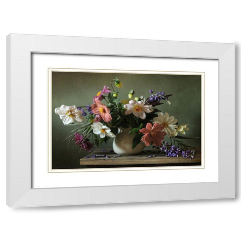 Bouquet I White Modern Wood Framed Art Print with Double Matting by PhotoINC Studio