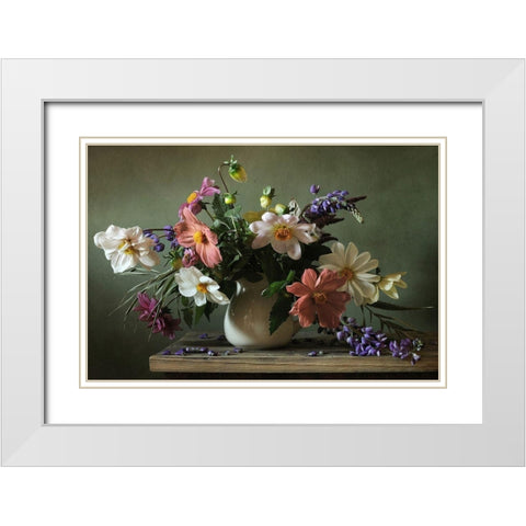 Bouquet I White Modern Wood Framed Art Print with Double Matting by PhotoINC Studio