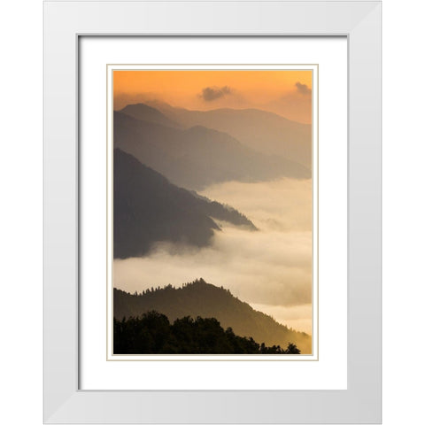 Dusty morning White Modern Wood Framed Art Print with Double Matting by PhotoINC Studio