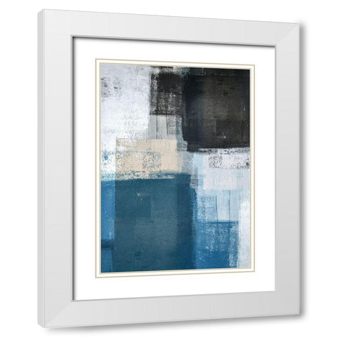 Abstract Blue II White Modern Wood Framed Art Print with Double Matting by Incado