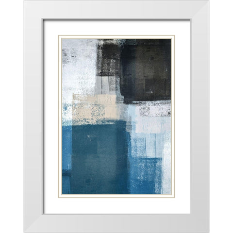 Abstract Blue II White Modern Wood Framed Art Print with Double Matting by Incado