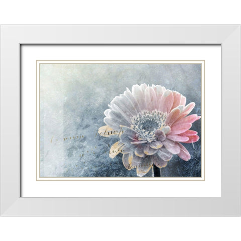 Winter Flower White Modern Wood Framed Art Print with Double Matting by Incado