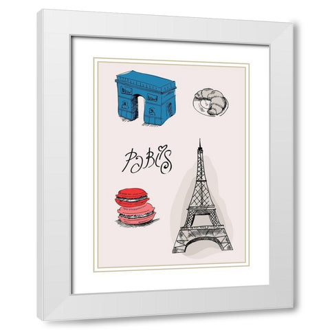 Paris III White Modern Wood Framed Art Print with Double Matting by TypeLike