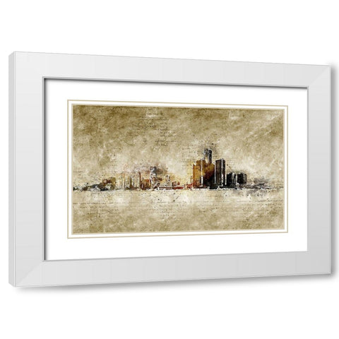Detroit White Modern Wood Framed Art Print with Double Matting by Incado
