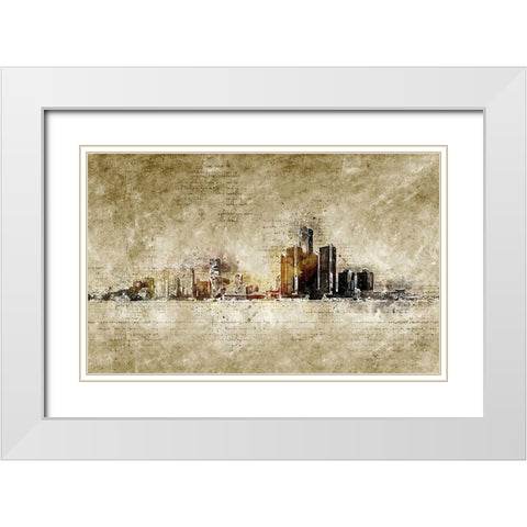 Detroit White Modern Wood Framed Art Print with Double Matting by Incado