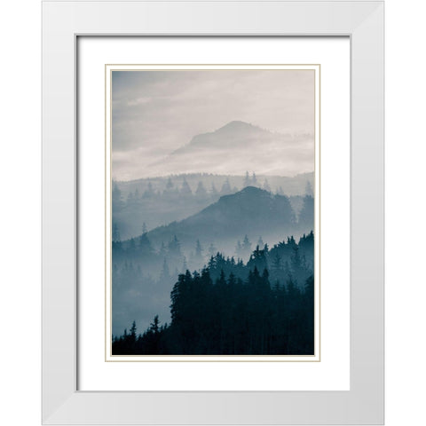 Blue Mountains I White Modern Wood Framed Art Print with Double Matting by PhotoINC Studio