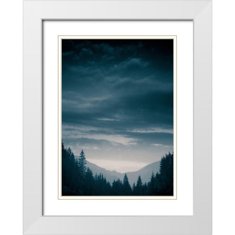 Blue Mountains IV White Modern Wood Framed Art Print with Double Matting by PhotoINC Studio