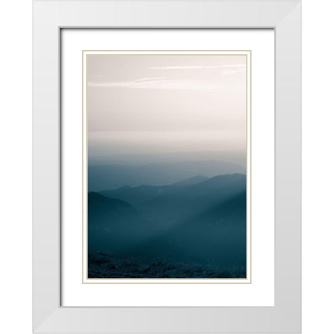Blue Mountains V White Modern Wood Framed Art Print with Double Matting by PhotoINC Studio