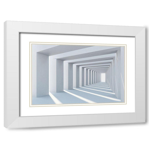 Cube White Modern Wood Framed Art Print with Double Matting by PhotoINC Studio