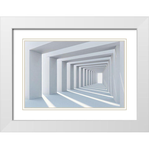 Cube White Modern Wood Framed Art Print with Double Matting by PhotoINC Studio