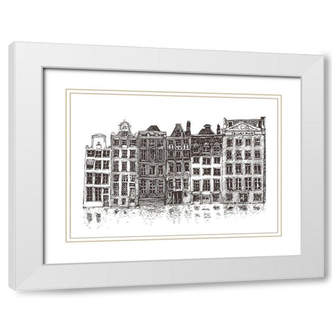 Amsterdam II White Modern Wood Framed Art Print with Double Matting by Incado
