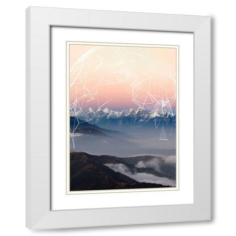 Geo Mountain White Modern Wood Framed Art Print with Double Matting by GeoMania