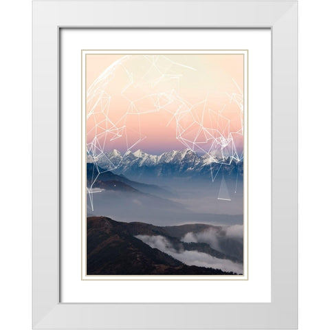 Geo Mountain White Modern Wood Framed Art Print with Double Matting by GeoMania