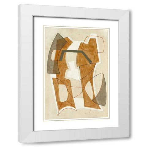 Mid Cent Rust White Modern Wood Framed Art Print with Double Matting by Incado