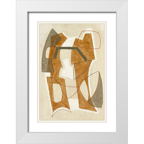 Mid Cent Rust White Modern Wood Framed Art Print with Double Matting by Incado