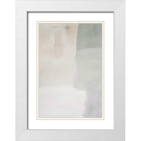 Soft Abstract White Modern Wood Framed Art Print with Double Matting by Incado