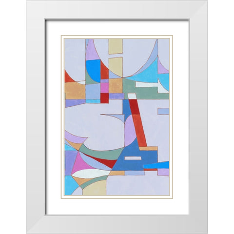 Geometric White Modern Wood Framed Art Print with Double Matting by Incado