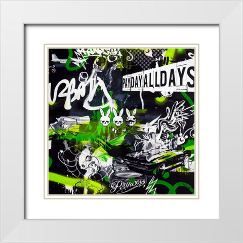 Society White Modern Wood Framed Art Print with Double Matting by Colourblind Suicide
