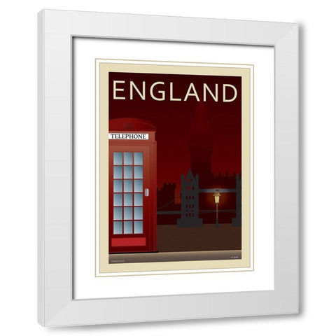 Telephone Box White Modern Wood Framed Art Print with Double Matting by Incado