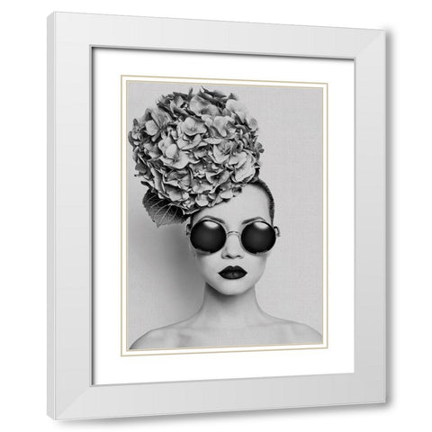 Petunia White Modern Wood Framed Art Print with Double Matting by Incado