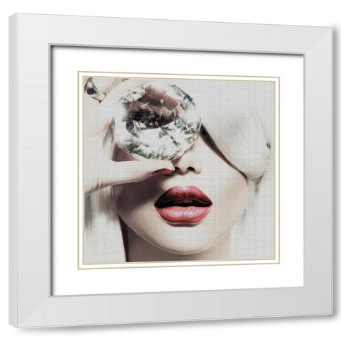 Diamonds are Forever White Modern Wood Framed Art Print with Double Matting by Incado