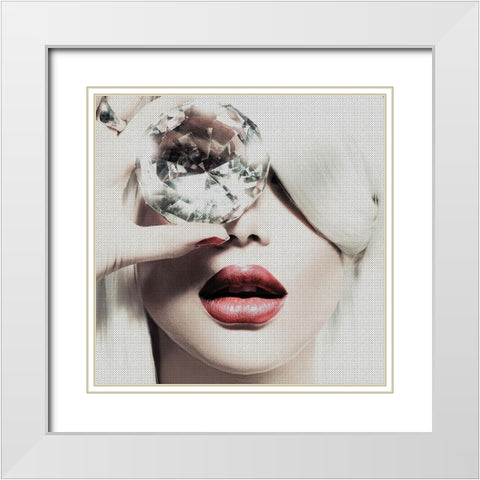 Diamonds are Forever White Modern Wood Framed Art Print with Double Matting by Incado