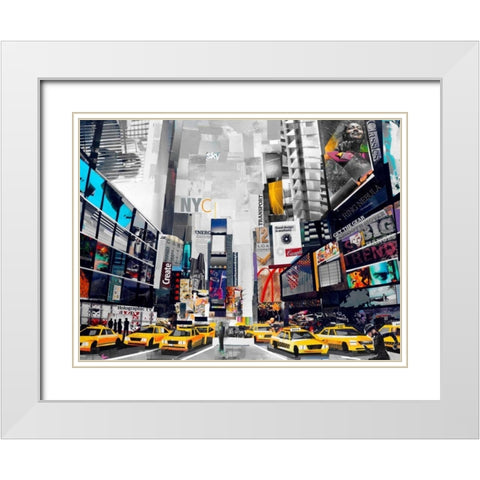 Times Square White Modern Wood Framed Art Print with Double Matting by Grey, James