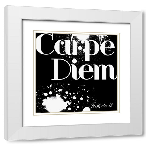 Carpe Diem White Modern Wood Framed Art Print with Double Matting by GraphINC