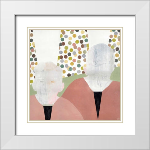 Twins White Modern Wood Framed Art Print with Double Matting by Olesen, Nicolai Kubel