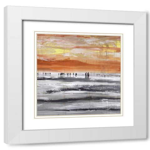 Beach II White Modern Wood Framed Art Print with Double Matting by Summer, Clara