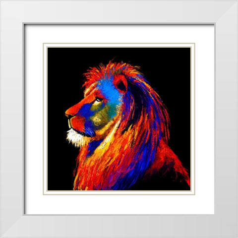The Lion White Modern Wood Framed Art Print with Double Matting by Summer, Clara