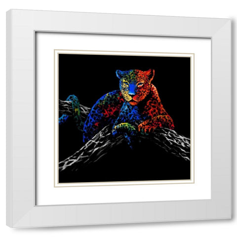 The Cheetah White Modern Wood Framed Art Print with Double Matting by Summer, Clara