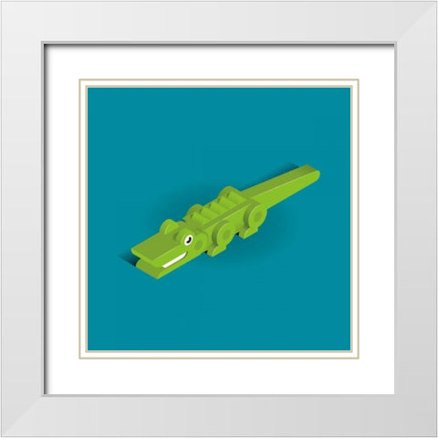 Crocodile White Modern Wood Framed Art Print with Double Matting by Jensen, Bo Virkelyst