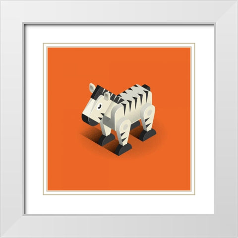 Zebra White Modern Wood Framed Art Print with Double Matting by Jensen, Bo Virkelyst