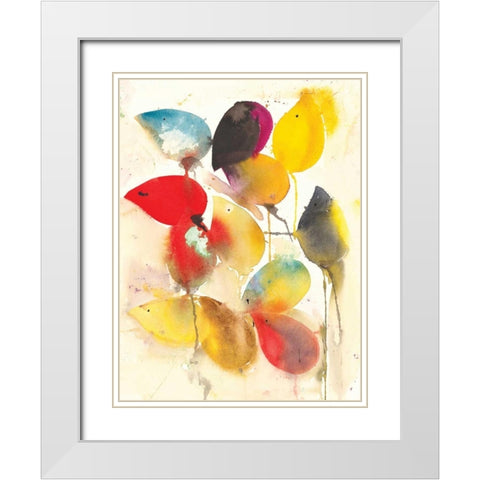 Leaves Falling I White Modern Wood Framed Art Print with Double Matting by Johannesson, Karin