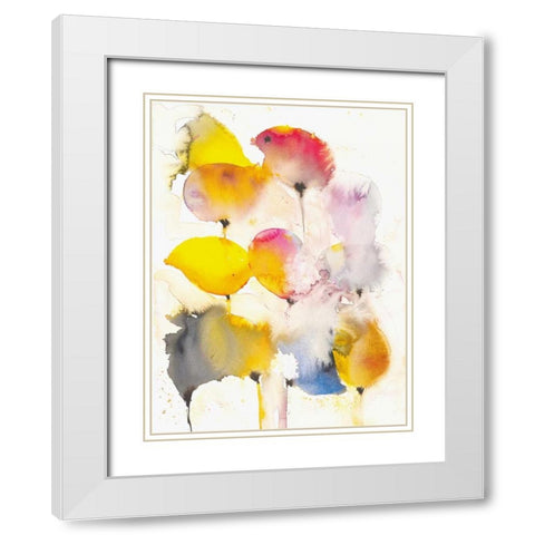 Leaves Falling II White Modern Wood Framed Art Print with Double Matting by Johannesson, Karin