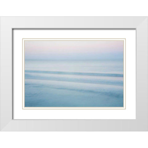 Three Waves - Crescent Beach White Modern Wood Framed Art Print with Double Matting by Juracek, John