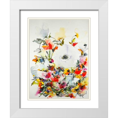 Gardenia 11 White Modern Wood Framed Art Print with Double Matting by Johannesson, Karin
