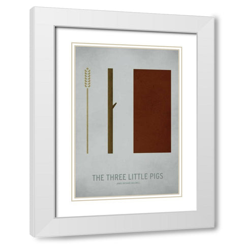 Three Little Pigs White Modern Wood Framed Art Print with Double Matting by Jackson, Christian