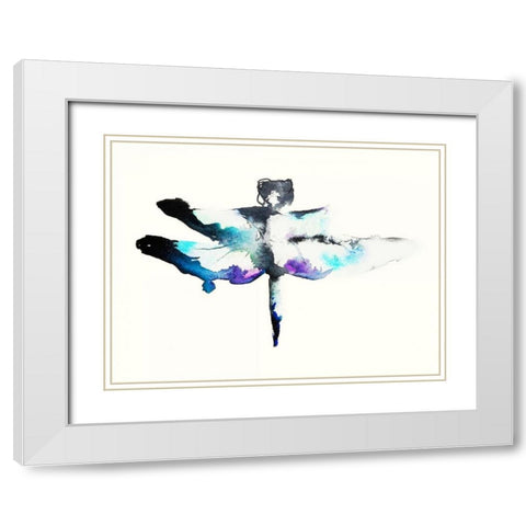 Turquoise and Violet Dragonfly White Modern Wood Framed Art Print with Double Matting by Johannesson, Karin