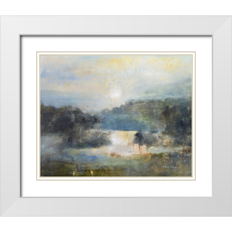 Valley Blue White Modern Wood Framed Art Print with Double Matting by Jennings, J Austin