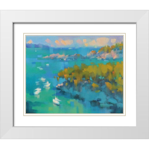 Cala Fornels II White Modern Wood Framed Art Print with Double Matting by Krioutchkov, Alex Hook