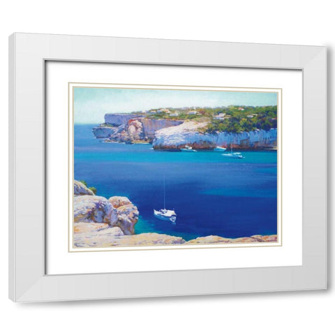 Cala Llombards White Modern Wood Framed Art Print with Double Matting by Krioutchkov, Alex Hook