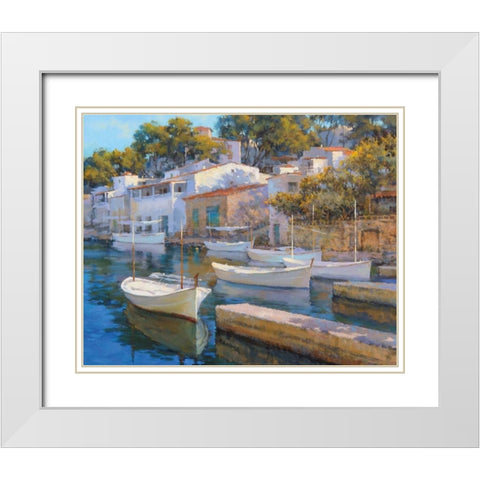 Cala Figuera 24 White Modern Wood Framed Art Print with Double Matting by Krioutchkov, Alex Hook